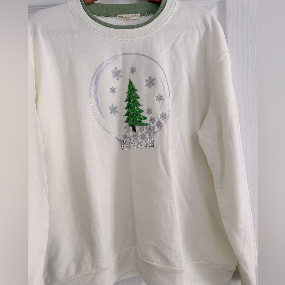 Sweatshirt w sequin christmas tree . worn once . like new .